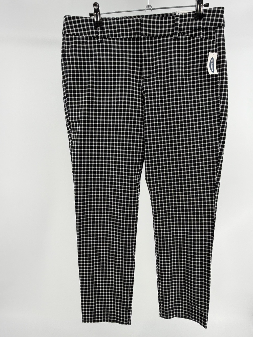 NWT Old Navy Pixie Ankle Pants in Black Grid Black/White Plaid, Women's 10